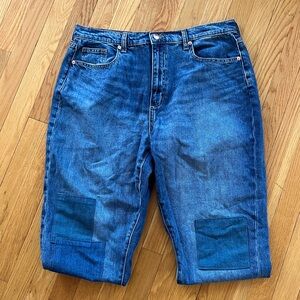 Universal Thread Patchwork Boyfriend Blue Denim Jeans with Frayed Hem Juniors 13